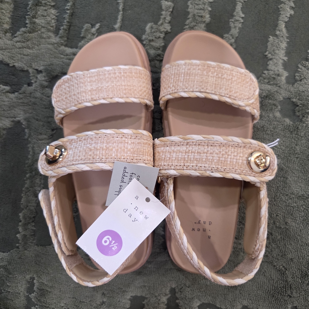 A New Day Beige Sandals with Gold Details